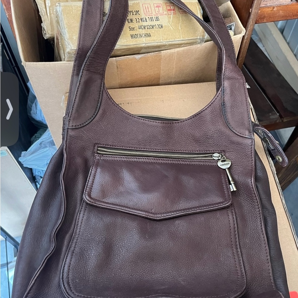 Fossil Brown Leather Shoulder Bag